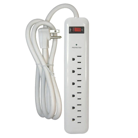 Prime 6-AC Outlet 1000-Joules Surge Protector Power Strip, 8-Ft. Cord with Right-Angle Plug, PB802126