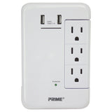 Prime 6-AC Swiveling Outlet and 2-USB Port 1200-Joules Surge Protector Wall Tap, PBRUSB346S-A