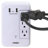 Prime 6-AC Swiveling Outlet and 2-USB Port 1200-Joules Surge Protector Wall Tap, PBRUSB346S-A