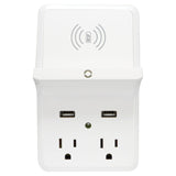 Prime Wireless-Charging-Dock Wall Tap with 2 Outlets and Dual USB Charger