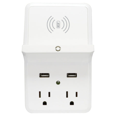 Prime Wireless-Charging-Dock Wall Tap with 2 Outlets and Dual USB Charger