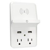 Prime Wireless-Charging-Dock Wall Tap with 2 Outlets and Dual USB Charger