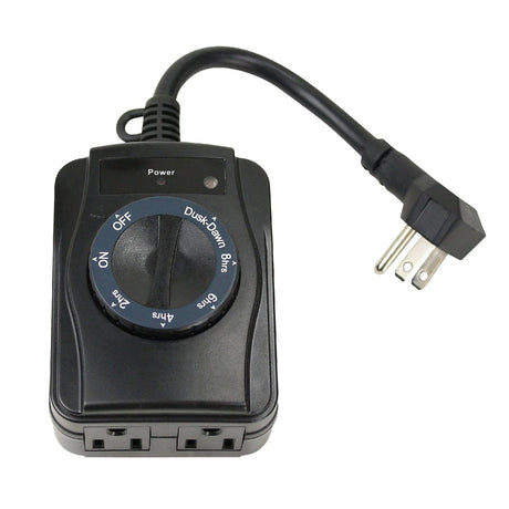 Prime 2-Outlet Grounded Outdoor Countdown Timer with Photosensor