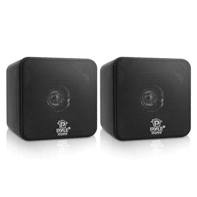 Pyle 200-Watt-Max Wall Mountable Mini-Cube Bookshelf Speaker Set with 4-In. Woofers and Video Shielded, Pair