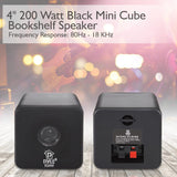 Pyle 200-Watt-Max Wall Mountable Mini-Cube Bookshelf Speaker Set with 4-In. Woofers and Video Shielded, Pair