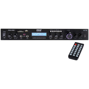 Pyle 2.1-Channel 200-Watt-Max Bluetooth Stereo Amplifier/Receiver with 2 Mic Inputs, FM Radio, USB, microSD, and Remote, PDA7BU
