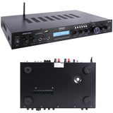 Pyle 2.1-Channel 200-Watt-Max Bluetooth Stereo Amplifier/Receiver with 2 Mic Inputs, FM Radio, USB, microSD, and Remote, PDA7BU