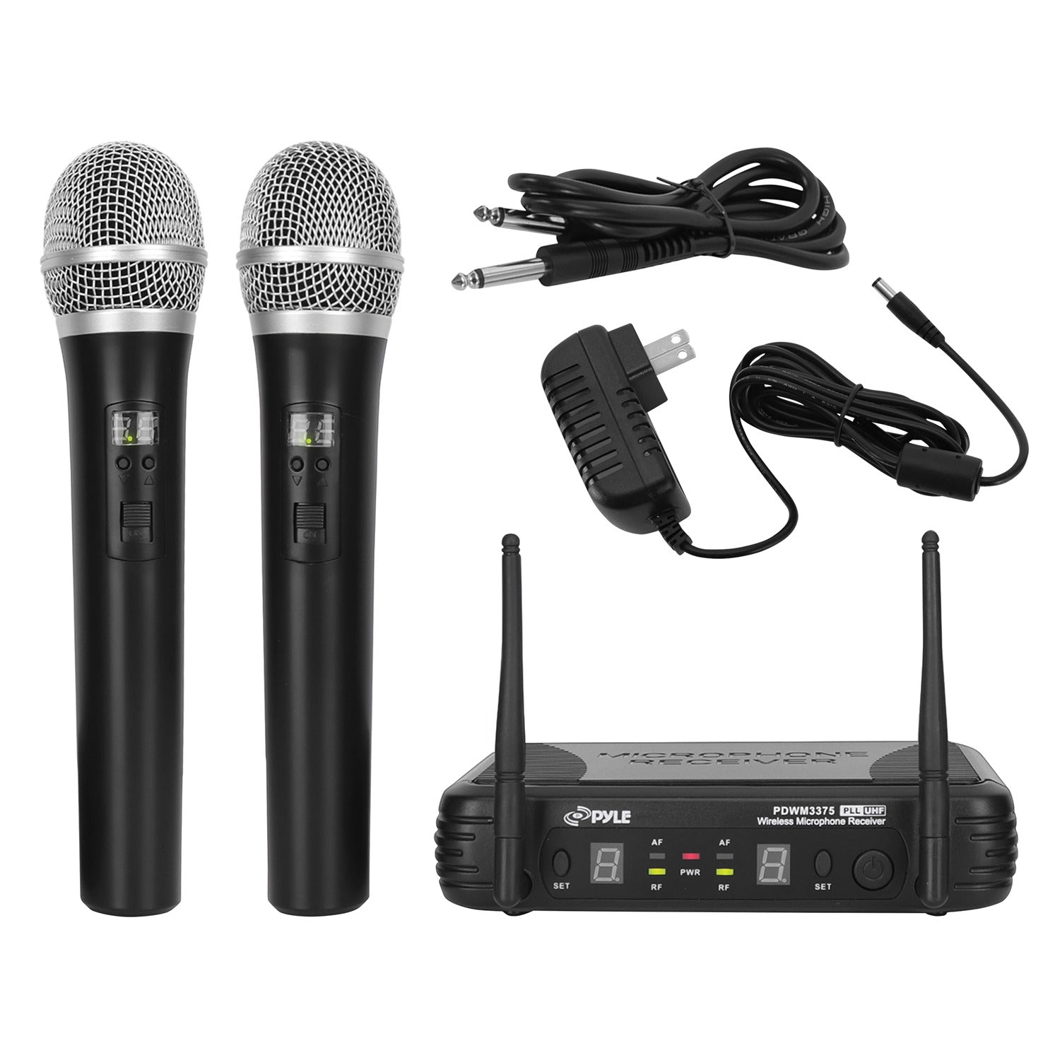 Pyle Premier Series Professional 2-Channel UHF Wireless Handheld Microphone System with Selectable Frequency