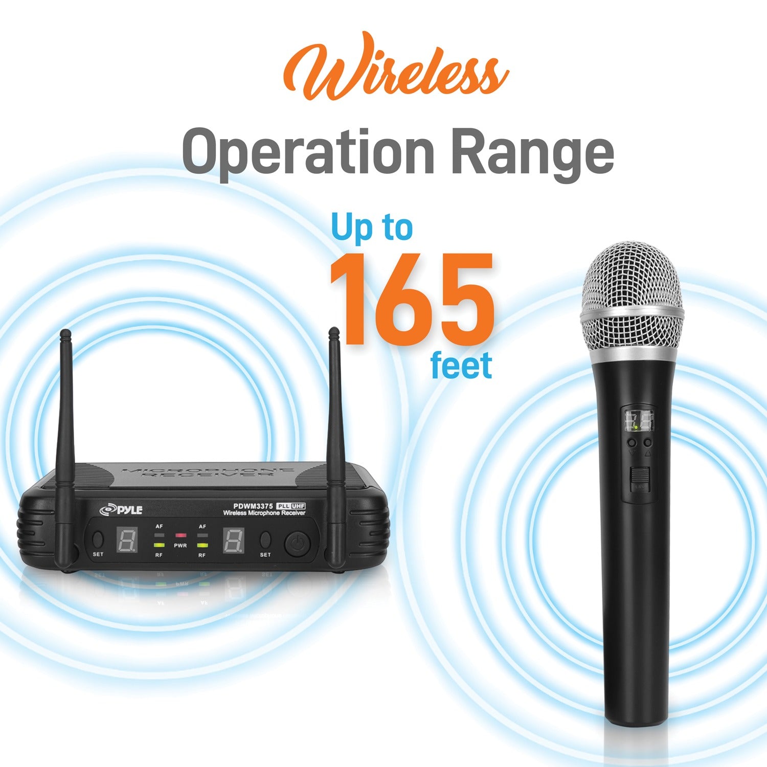 Pyle Premier Series Professional 2-Channel UHF Wireless Handheld Microphone System with Selectable Frequency