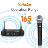 Pyle Premier Series Professional 2-Channel UHF Wireless Handheld Microphone System with Selectable Frequency