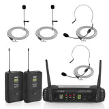 Pyle Premier Series Professional UHF Wireless Microphone System with 2 Body Packs, 2 Lavaliers, and 2 Headsets