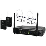 Pyle Premier Series Professional UHF Wireless Microphone System with 2 Body Packs, 2 Lavaliers, and 2 Headsets