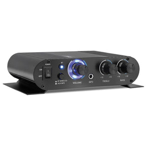 Pyle 90-Watt-Peak 2.0-Channel Class-T Mini Amplifier with Bluetooth, Mic Input, Aux, and AC Adapter, PFA330BT