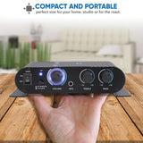 Pyle 90-Watt-Peak 2.0-Channel Class-T Mini Amplifier with Bluetooth, Mic Input, Aux, and AC Adapter, PFA330BT
