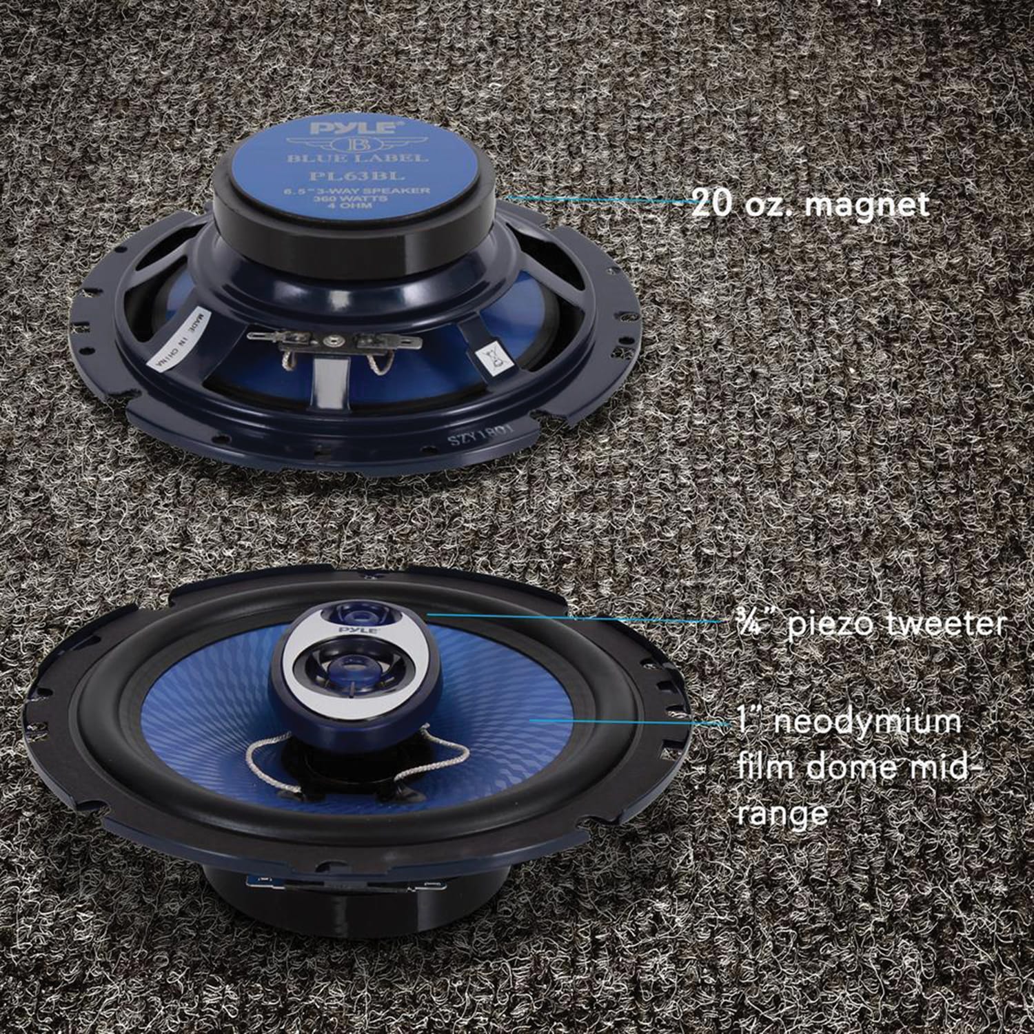 Pyle Blue Label 6.5-In. 3-Way 360-Watt-Max Speakers