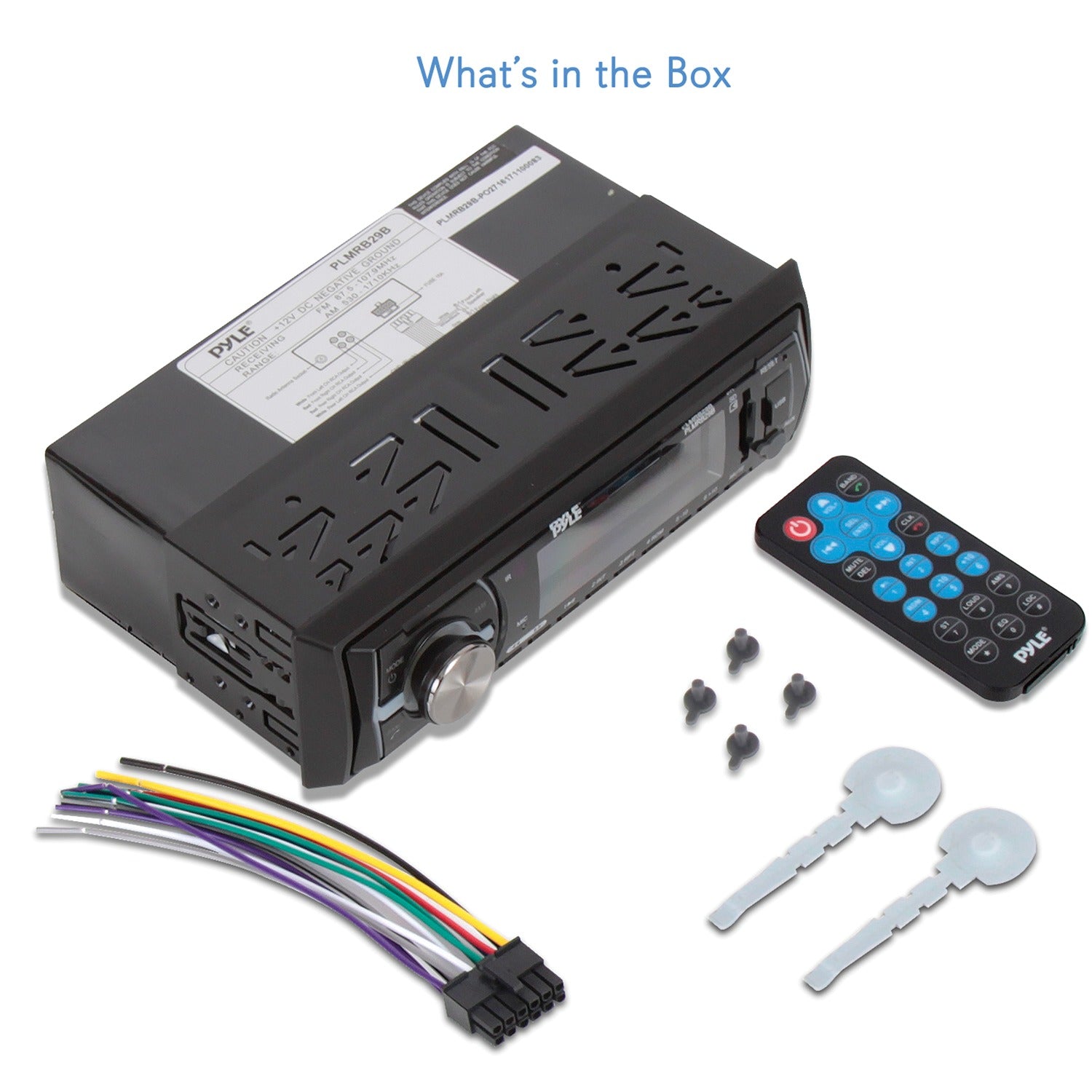 Pyle Single-DIN In-Dash Digital Marine Stereo Receiver with Bluetooth, Black