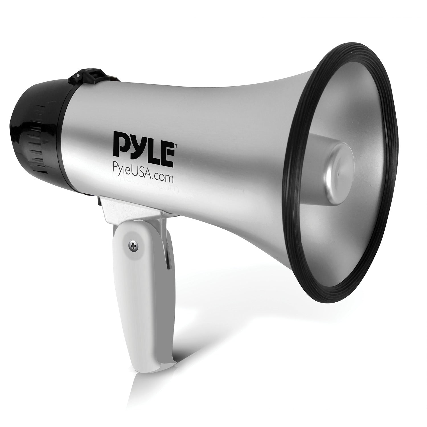 Pyle Battery-Operated Compact and Portable Megaphone Speaker with Siren Alarm Mode, Silver