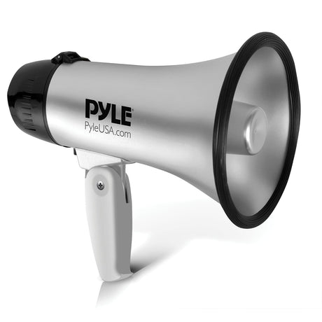 Pyle Battery-Operated Compact and Portable Megaphone Speaker with Siren Alarm Mode, Silver