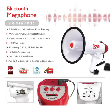 Pyle 40-Watt Bluetooth Megaphone Bullhorn