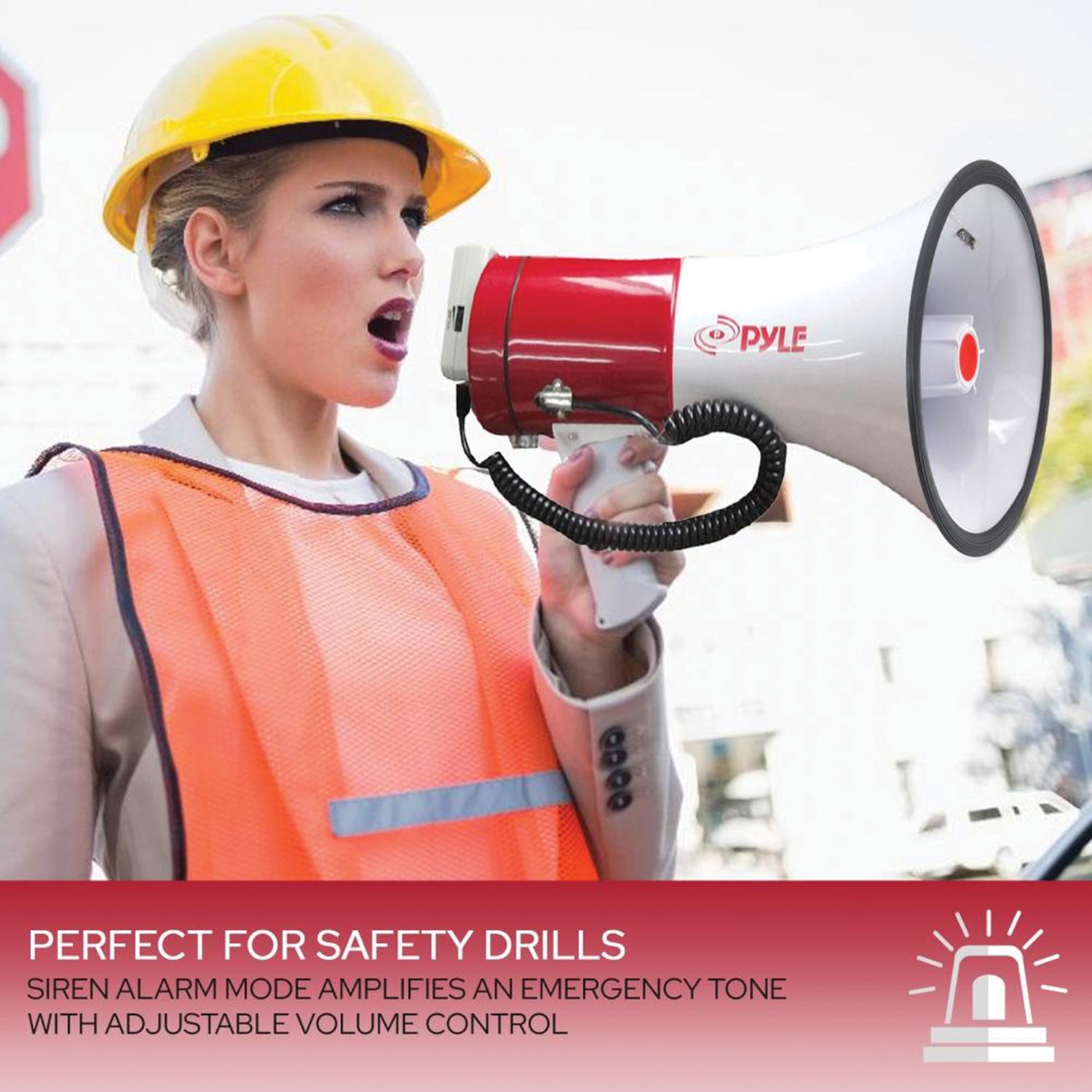 Pyle 50-Watt Bluetooth Megaphone Bullhorn with Siren