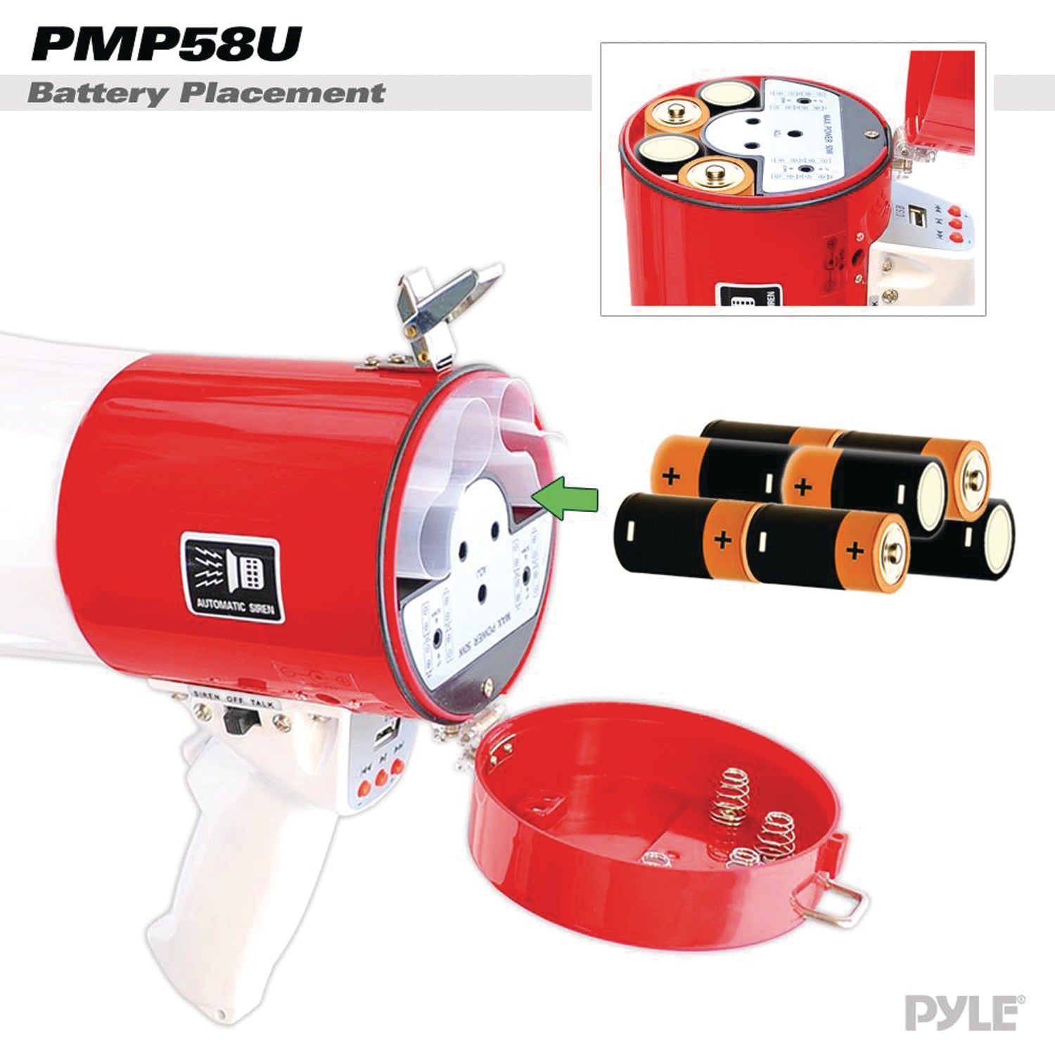 Pyle Professional Piezo Dynamic 50-Watt Megaphone with USB