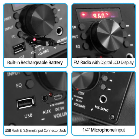 Pyle Portable Bluetooth PA Speaker and Microphone System
