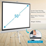 Pyle Floor-Standing Portable Tripod Manual Projector Screen, 50 In.