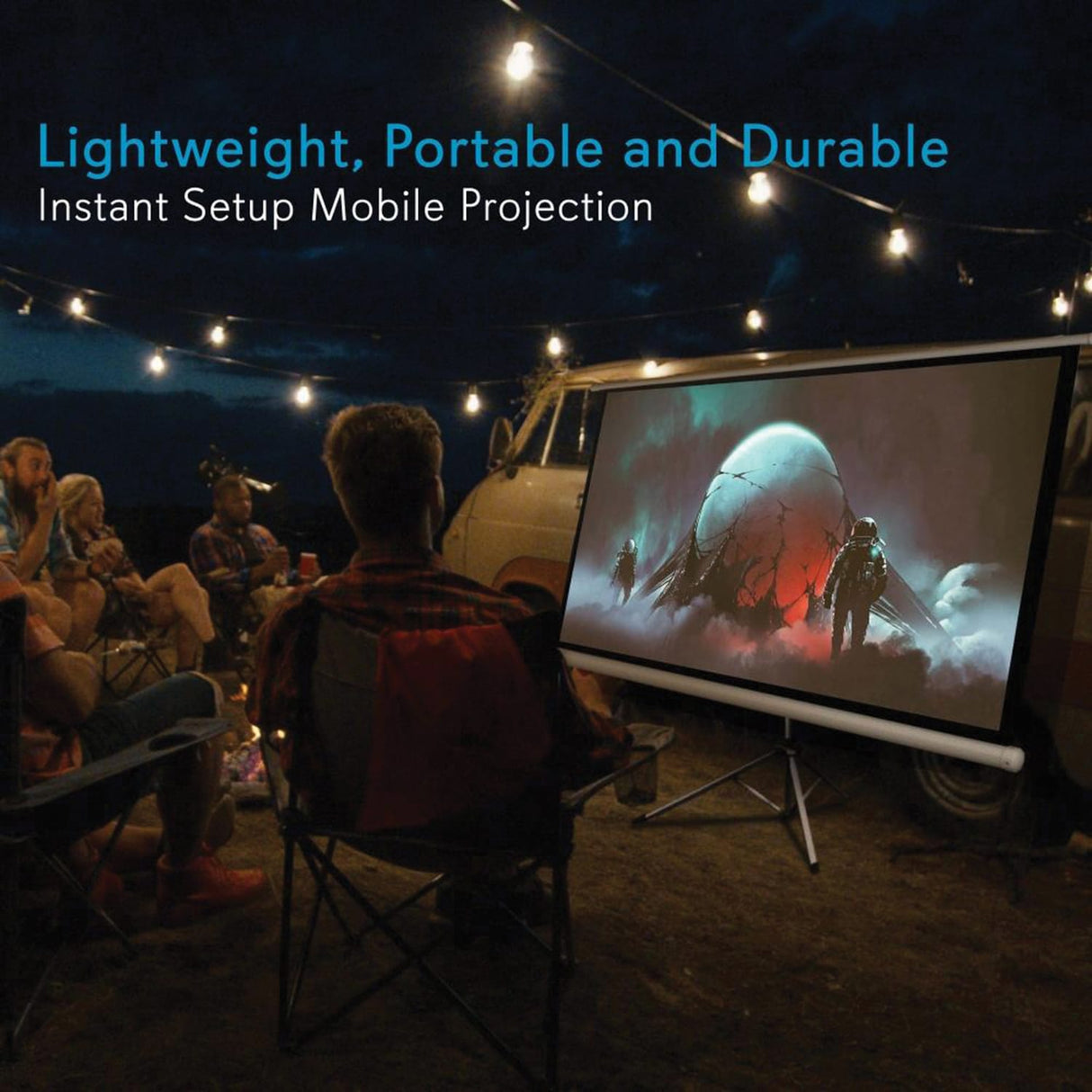 Pyle Floor-Standing Portable Tripod Manual Projector Screen, 50 In.