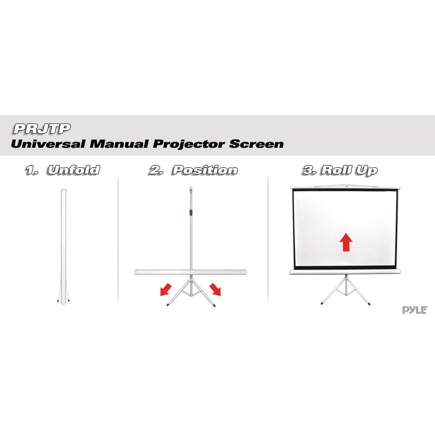 Pyle Floor-Standing Portable Tripod Manual Projector Screen, 84 In.
