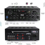 Pyle 2.0-Channel 250-Watt-Max Bluetooth Stereo Amplifier/Receiver with 2 Mic Inputs, Sub Out, FM Radio, USB, microSD, and Remote, PTA24BT