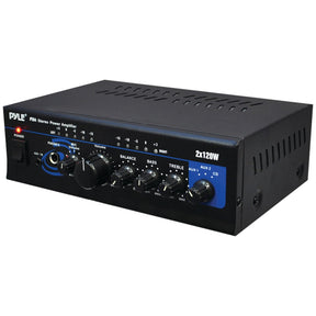 Pyle 240-Watt 2.0-Channel Mini Amplifier/Mixer/Pager with Bluetooth, Mic Input, USB, SD Card, and Aux, PTA4