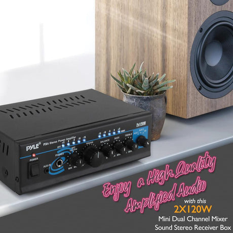 Pyle 240-Watt 2.0-Channel Mini Amplifier/Mixer/Pager with Bluetooth, Mic Input, USB, SD Card, and Aux, PTA4