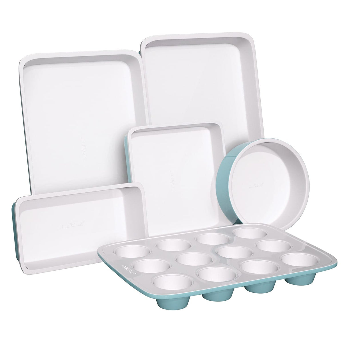 NutriChef 6-Piece Ceramic and Steel Non-Stick Baking Pans with Muffin, Cake, and Cookie Pans