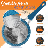NutriChef Diamond Home Kitchen Cookware Set, Blue