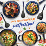 NutriChef Diamond Home Kitchen Cookware Set, Dark Blue