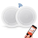 Pyle 8-In. 250-Watt-Max Bluetooth In-Ceiling/In-Wall Speaker Pair with Polypropylene Woofer and Fixed Polymer Tweeter, 8 Ohms