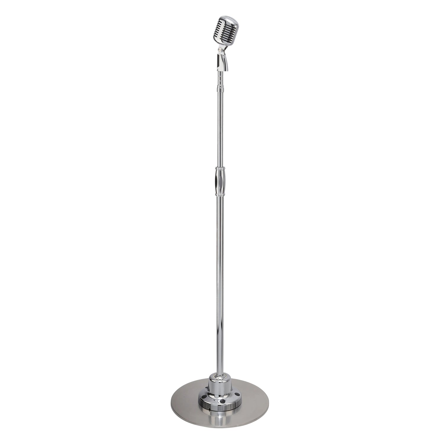 Pyle Wired Classic Retro Vintage-Style Detachable Unidirectional Microphone with Telescoping and Pivoting Stand, Silver Finish