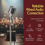 Pyle Wired Classic Retro Vintage-Style Detachable Unidirectional Microphone with Telescoping and Pivoting Stand, Silver Finish