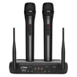 Pyle VHF Dual-Channel Fixed-Frequency Wireless Microphone System with 2 Handheld Microphones, Adjustable Volume, PDWM2135