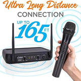 Pyle VHF Dual-Channel Fixed-Frequency Wireless Microphone System with 2 Handheld Microphones, Adjustable Volume, PDWM2135