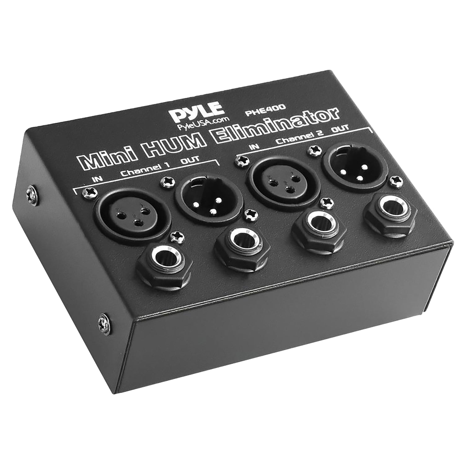 Pyle 2-Channel Mini 60-Hz AC Hum Eliminator Box with XLR and TRS Inputs/Outputs, PHE400