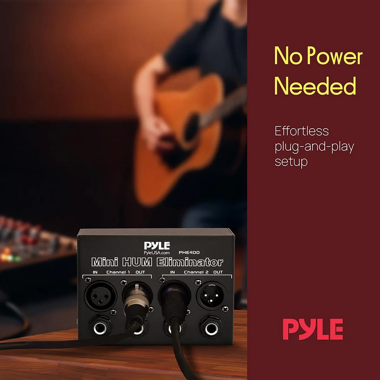Pyle 2-Channel Mini 60-Hz AC Hum Eliminator Box with XLR and TRS Inputs/Outputs, PHE400