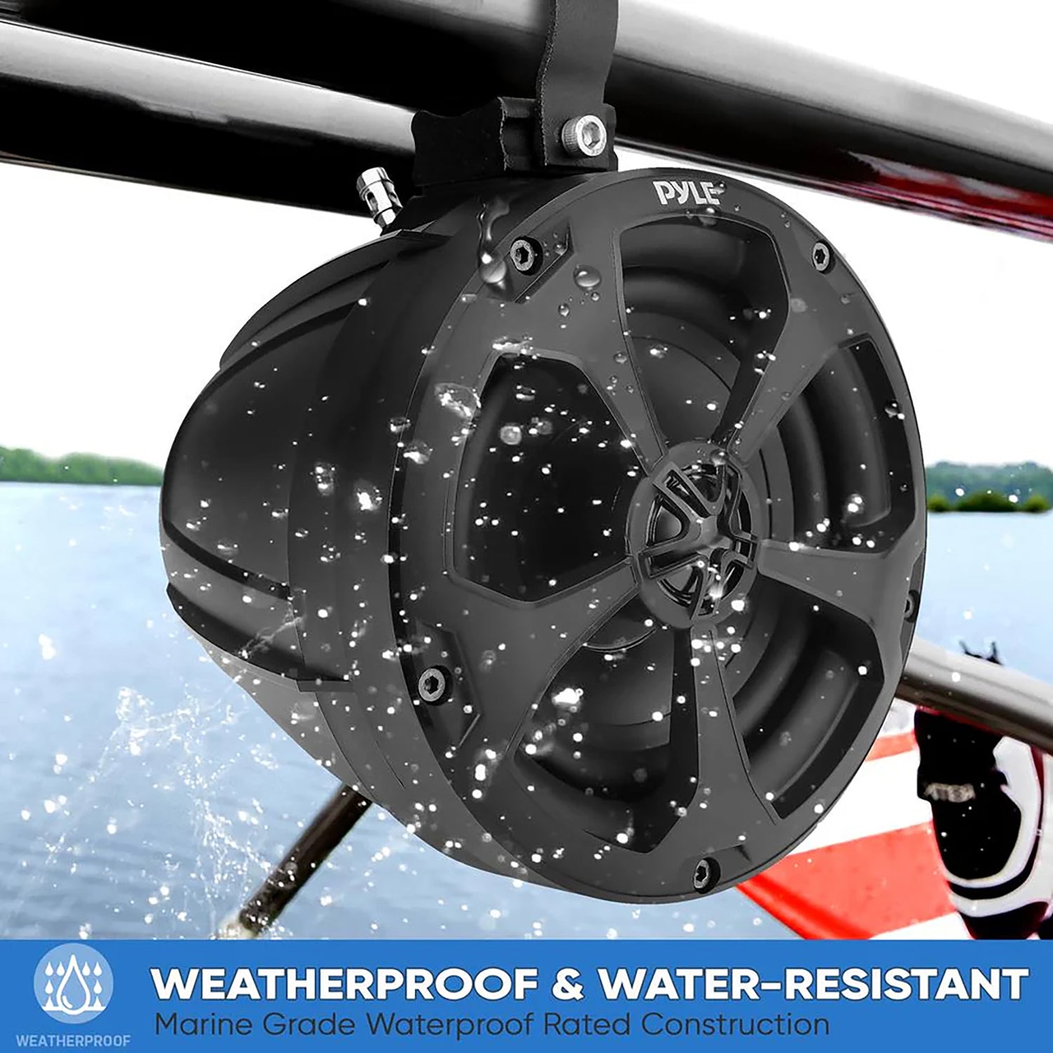 Pyle PLUTV51BK 5.25-In. 2-Way Full-Range Marine/UTV/Powersport Off-Road Speakers, 1000 Watts, 4 Ohms, Waterproof, Universal Brackets, Pair