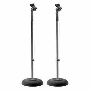 Pyle Universal Microphone Stand with Adjustable Height, Microphone Clip, and Heavy Compact Base, 2 Pack