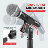Pyle Universal Microphone Stand with Adjustable Height, Microphone Clip, and Heavy Compact Base, 2 Pack