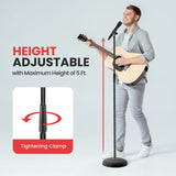 Pyle Universal Microphone Stand with Adjustable Height, Microphone Clip, and Heavy Compact Base, 2 Pack