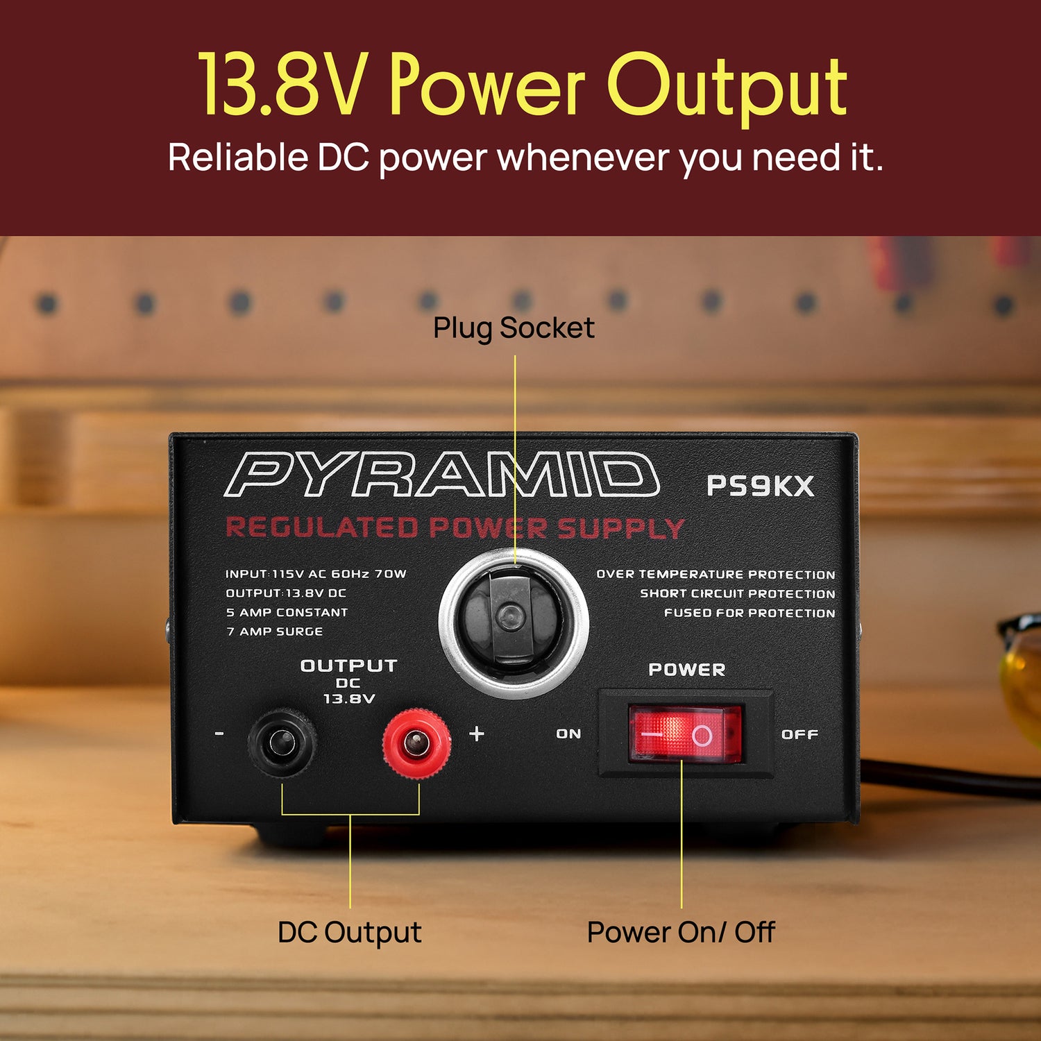 Pyramid Car Audio Gold Series 70-Watt-Input 5-Amp-Constant Bench Power Supply