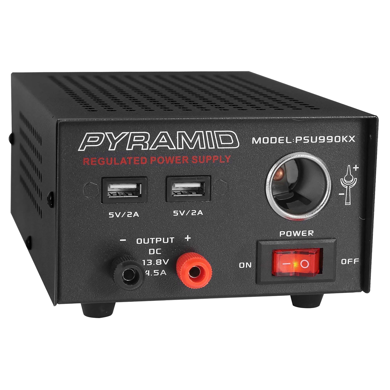 Pyramid Car Audio Hobbyist Desktop Bench Power Supply, AC to DC Power Converter with Dual USB Charging Ports and 12-Volt 4.5-Amp Plug, PSU990KX