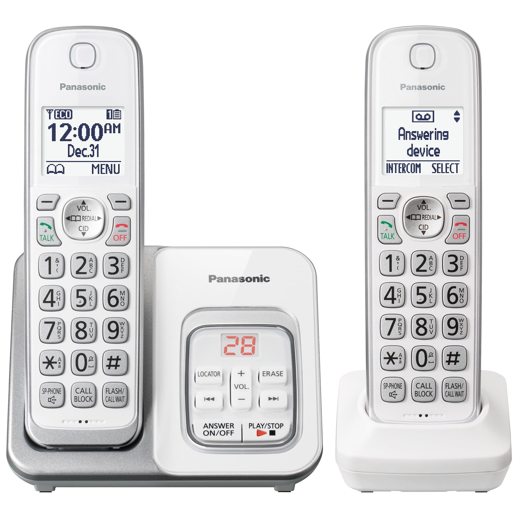 Panasonic Cordless Phone, Call Block & Answering Machine, 2 Handsets - Certified Refurbished