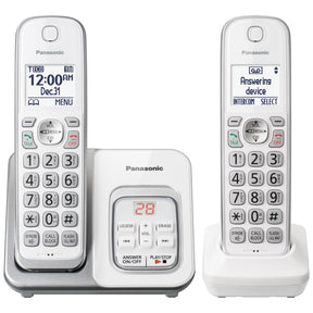 Panasonic Cordless Phone, Call Block & Answering Machine, 2 Handsets - Certified Refurbished
